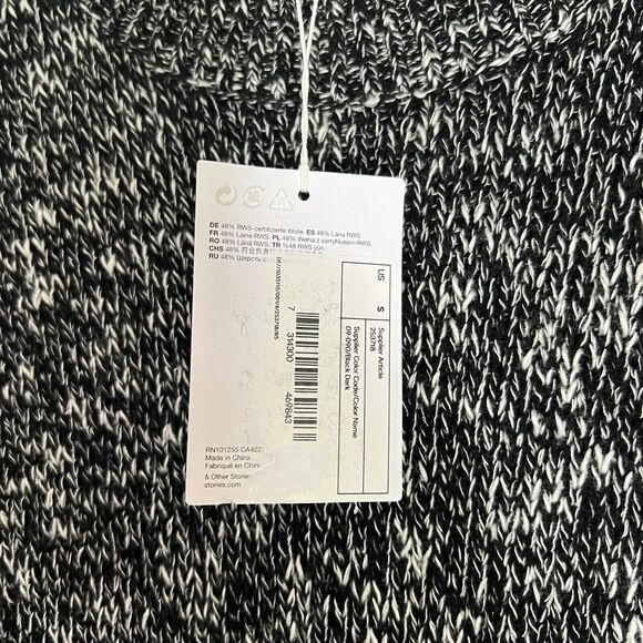 & Other Stories Black Knitted Side Slit Midi Sweater Dress Size S Mock Neck NWT - Picture 7 of 12